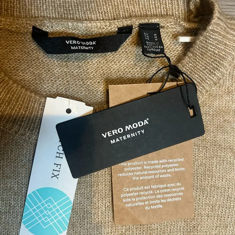 Vero Moda Maternity Sweater Dress Size Medium Knit Beige